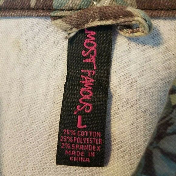 Almost Famous Brown Denim Floral Distressed Jean Jacket Girls Large - Picture 5 of 6